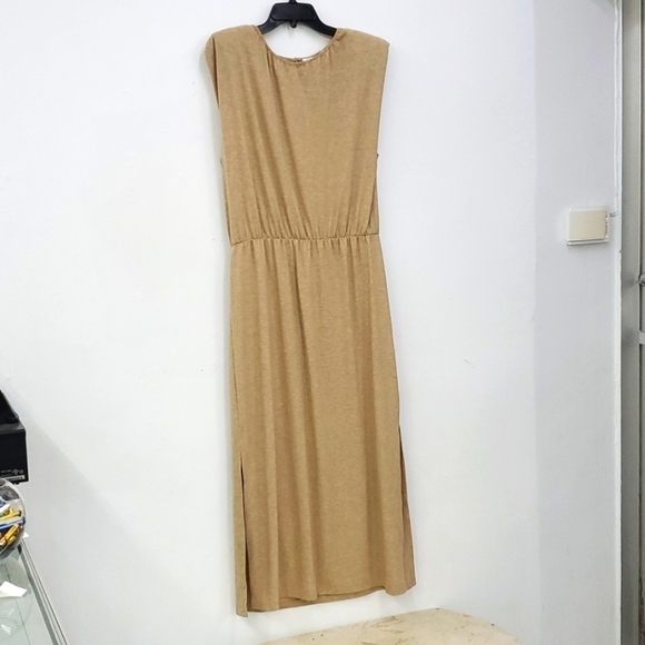 NEW Padded Shoulder Midi Dress WAYF XL in Sand - Picture 7 of 10